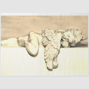 Guardian Angel Sleeping Decoupage 20x30 Sepia Seidenpapier