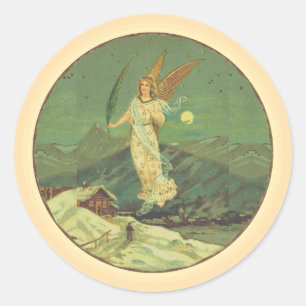Guardian Angel über den City Classic Round Aufkleb Runder Aufkleber
