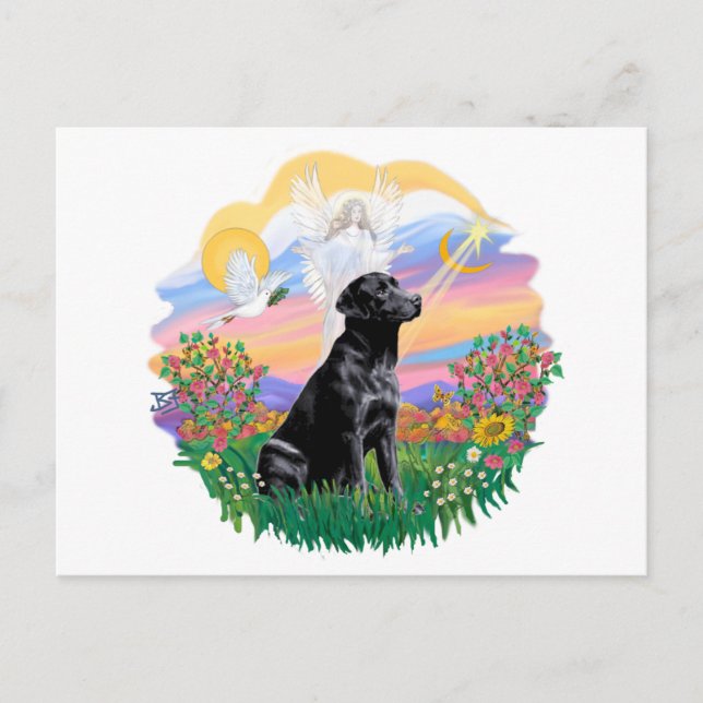 Guardian - Black Labrador Retriever Postkarte (Vorderseite)