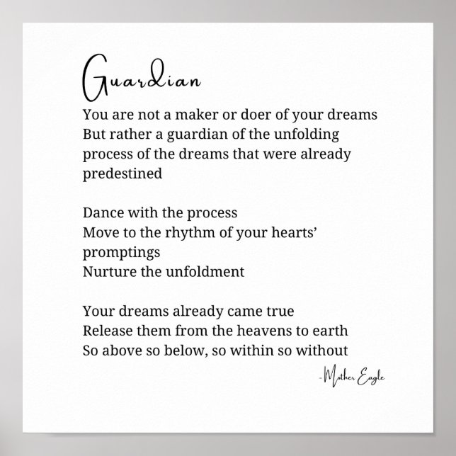 Guardian Comfort Ermutigung Gedicht Wand Kunst (Vorne)