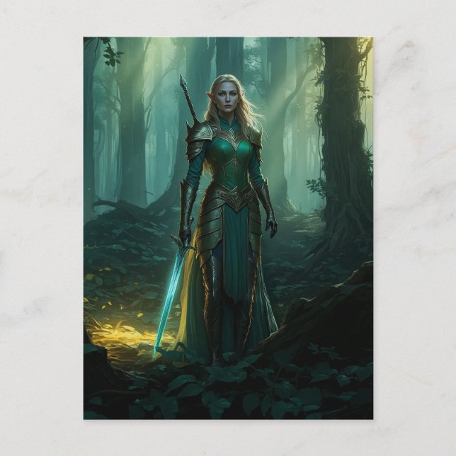 Guardian Elf des verzauberten Reiches Postkarte (Vorderseite)