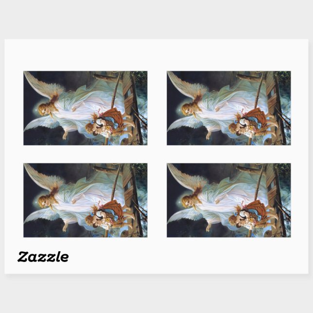 Guardian Engel 2 Kinder auf Brücke Große Aufkleber (Blatt)