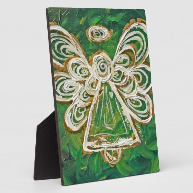 Guardian Green Angel Painting Art Gift Plaque Fotoplatte (Seite)