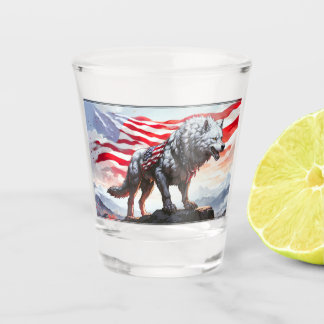 "Guardian of Freedom: The Patriotic Wolf" Schnapsglas