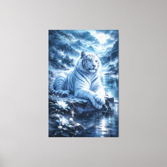 Guardian White Tiger – Silent Strength and Gentle  Leinwanddruck (Vorderseite)