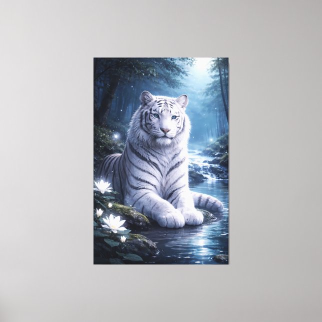 Guardian White Tiger – Silent Strength and Gentle  Leinwanddruck (Vorderseite)