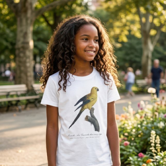 Guarouba dans söhns jüdisches Alter / Sonnenparake T-Shirt (Guarouba dans sons jeune age / Sun parakeet. Girl Basic White T-Shirt )