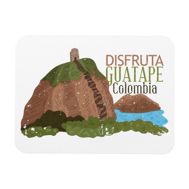 Guatape Colombia El Peñol Vintage Travel Magnet (Horizontal)