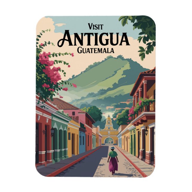 Guatemala Antigua Illustration Reisen Vintag Magnet