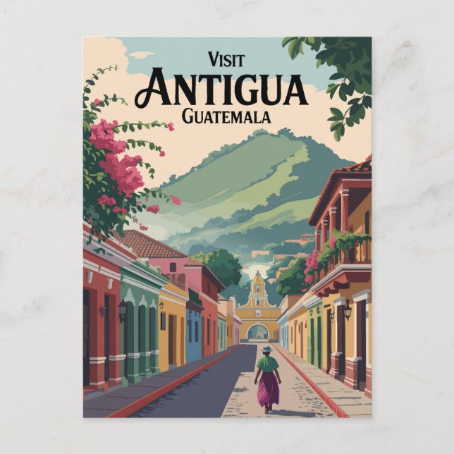 Guatemala Antigua Illustration Reisen Vintag Postkarte (Vorderseite)