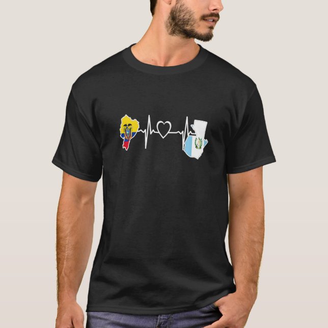 Guatemala Ecuador Flag Guatemalan Ecuadorian Heart T-Shirt (Vorderseite)