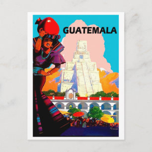 Guatemala, einheimische Frau mit Töpferei, Pyramid Postkarte