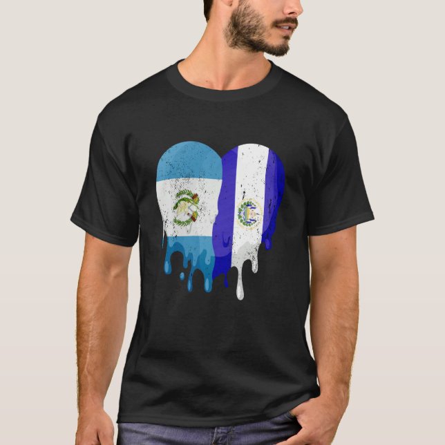 Guatemala El Salvador Flag Heart Grown Patriot Cou T-Shirt (Vorderseite)