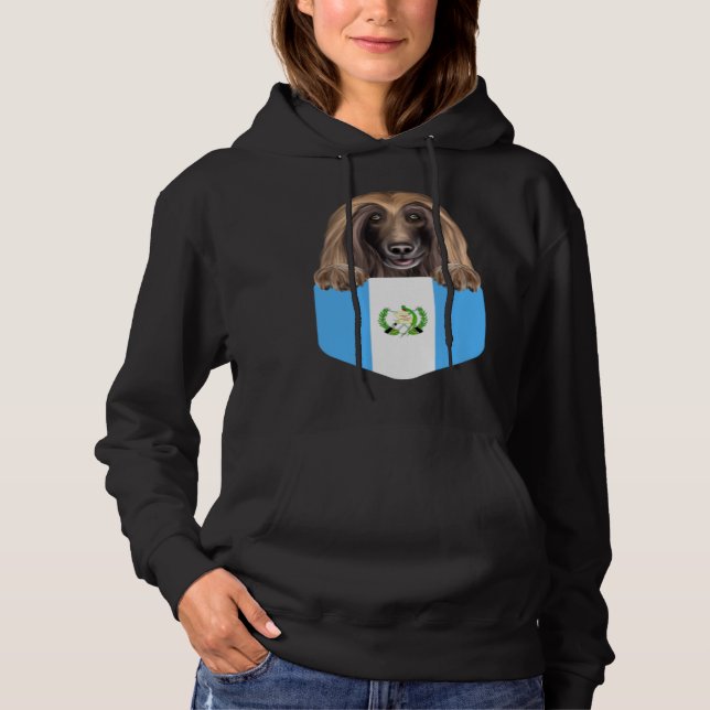 Guatemala Flag Afghan Hound Dog In Pocket Hoodie (Vorderseite)
