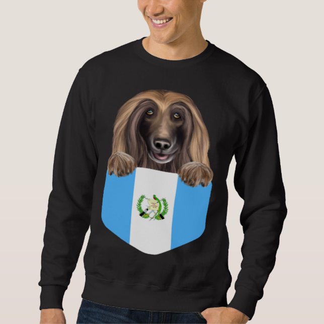 Guatemala Flag Afghan Hound Dog In Pocket Sweatshirt (Vorderseite)