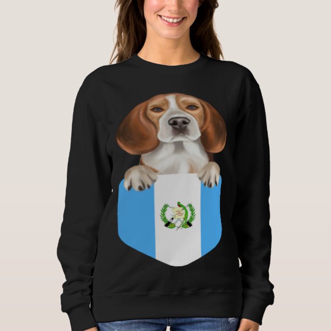 Guatemala Flag Beagle Dog In Pocket Sweatshirt (Vorderseite)