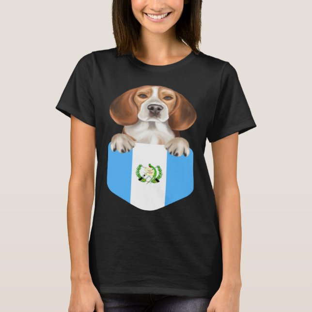 Guatemala Flag Beagle Dog In Pocket T-Shirt (Vorderseite)