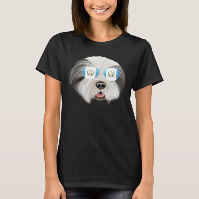 Guatemala Flag Bearded Collie Dog Guatemala Pocket T-Shirt (Vorderseite)