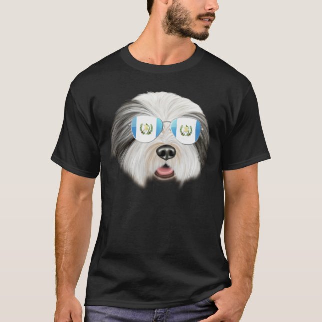 Guatemala Flag Bearded Collie Dog Guatemala Pocket T-Shirt (Vorderseite)