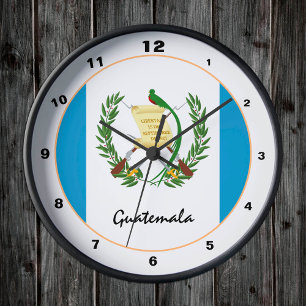 Guatemala Flag & Guatemala Mode / Design Runde Wanduhr