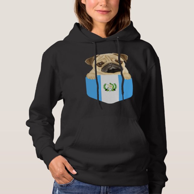 Guatemala Flag Pug Dog In Pocket Hoodie (Vorderseite)