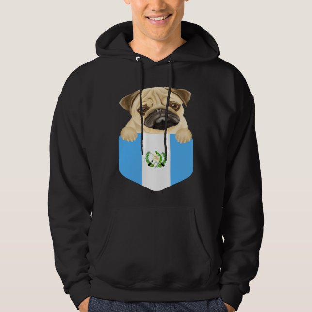 Guatemala Flag Pug Dog In Pocket Hoodie (Vorderseite)