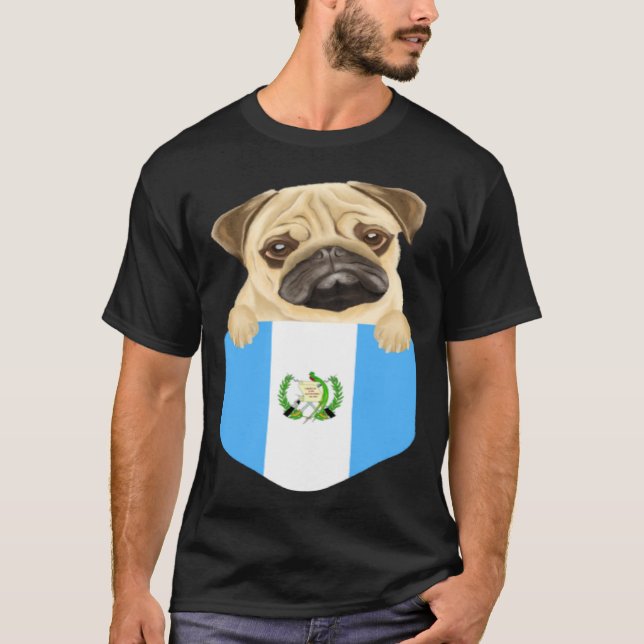 Guatemala Flag Pug Dog In Pocket T-Shirt (Vorderseite)