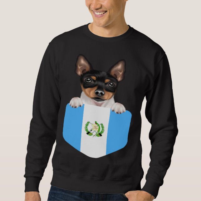 Guatemala Flag Toy Fox Terrier Dog In Pocket Sweatshirt (Vorderseite)