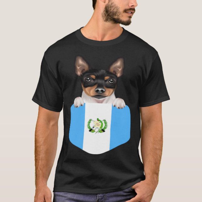 Guatemala Flag Toy Fox Terrier Dog In Pocket T-Shirt (Vorderseite)