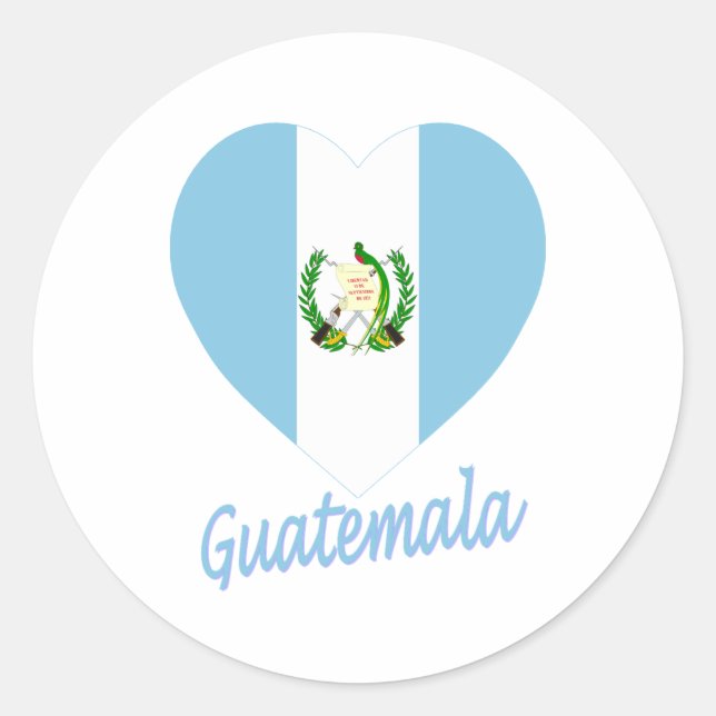 Guatemala-Flaggenherz Runder Aufkleber (Vorderseite)
