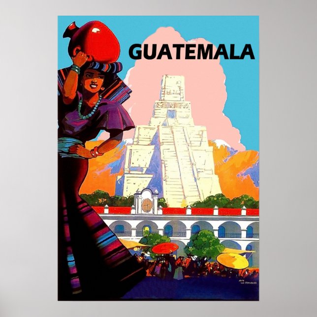 Guatemala, gebürtige Frau mit Töpferwaren, Pyramid Poster (Vorne)