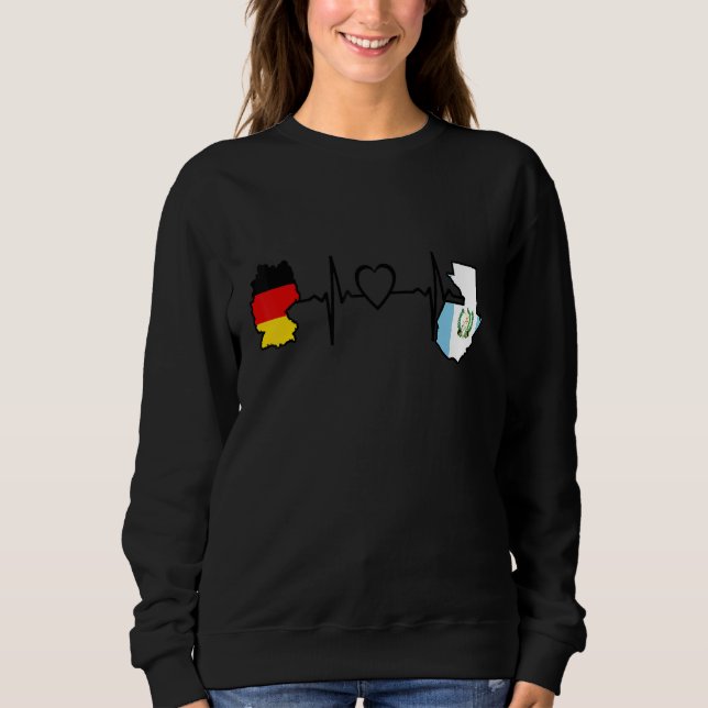 Guatemala Germany Flag Guatemalan German Heartbeat Sweatshirt (Vorderseite)