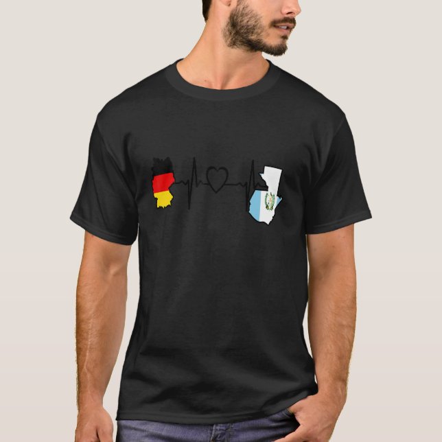 Guatemala Germany Flag Guatemalan German Heartbeat T-Shirt (Vorderseite)