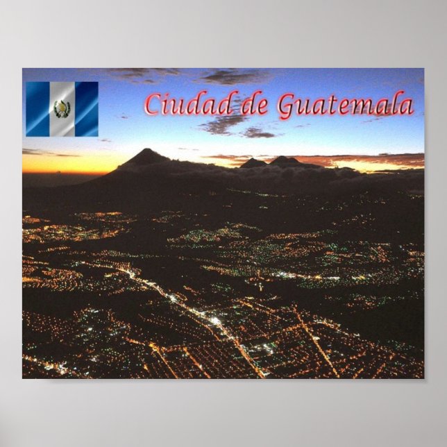 Guatemala - Guatemala Stadt - Nachts - Poster (Vorne)