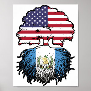 Guatemala Guatemala USA Tree Roots Flag Poster