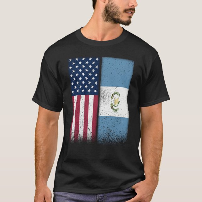 Guatemala Guatemalan American Flags Proud USA T-Shirt (Vorderseite)