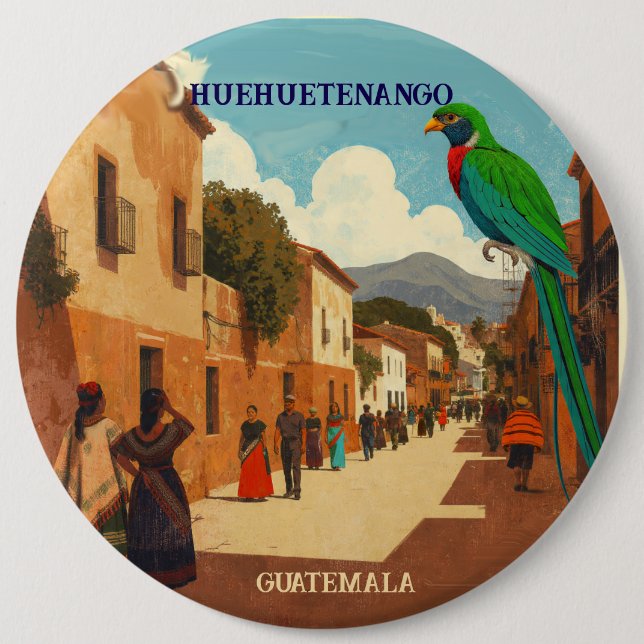 GUATEMALA, HUEHUETENANGO Retro poster Button (Vorderseite)