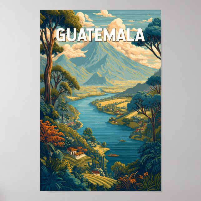 Guatemala Illustration Reisen Vintag Poster (Vorne)