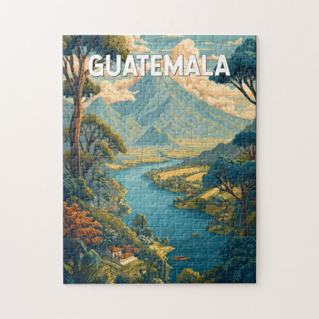 Guatemala Illustration Reisen Vintag Puzzle (Vertikal)