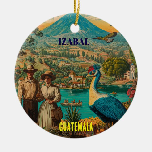 GUATEMALA, IZABAL Retro poster Keramik Ornament (Vorne)