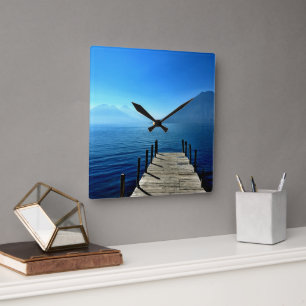 Guatemala - Lago Atitlan Sunrise Quadratische Wanduhr