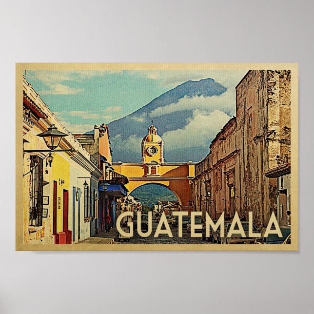 Guatemala Poster Vintage Reise Antigua Art (Vorne)