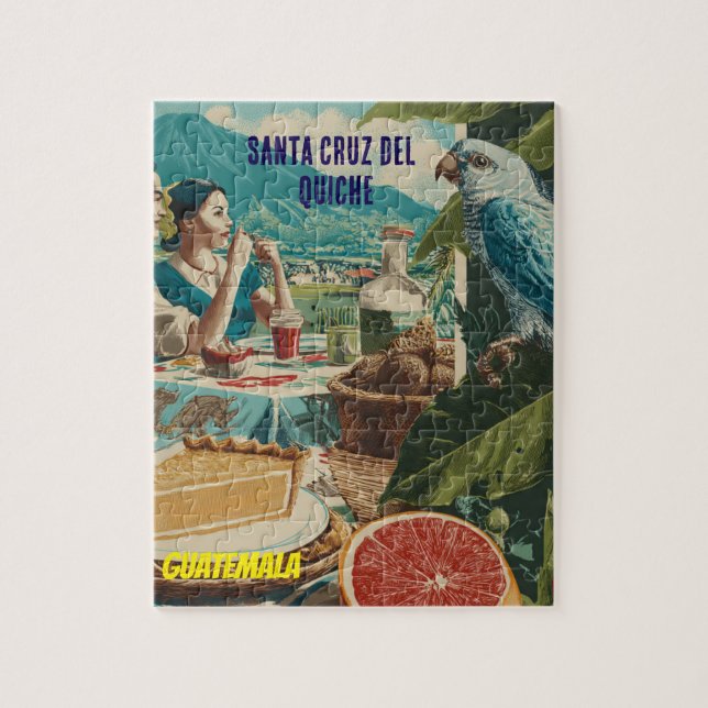 GUATEMALA, SANTA CRUZ DEL QUICHE Retro poster Puzzle (Vertikal)