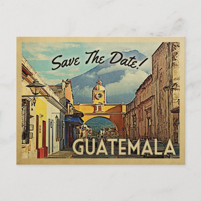 Guatemala Save the Date Vintage Postkarten (Vorderseite)