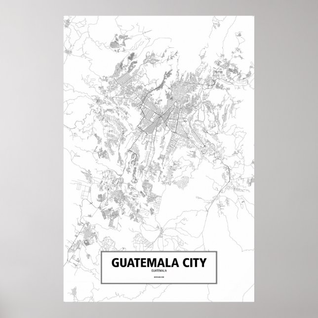 Guatemala Stadt, Guatemala (schwarz auf weiß) Poster (Vorne)