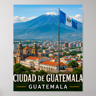 Guatemala-Stadt Vulkanansichten und Mayan-Erbe Poster