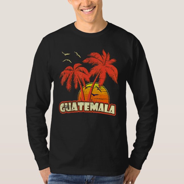 Guatemala Summer Palm Trees 80er Beach Sunset T-Shirt (Vorderseite)