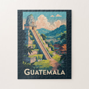 Guatemala Tikal Nationalpark Illustration Travel Puzzle