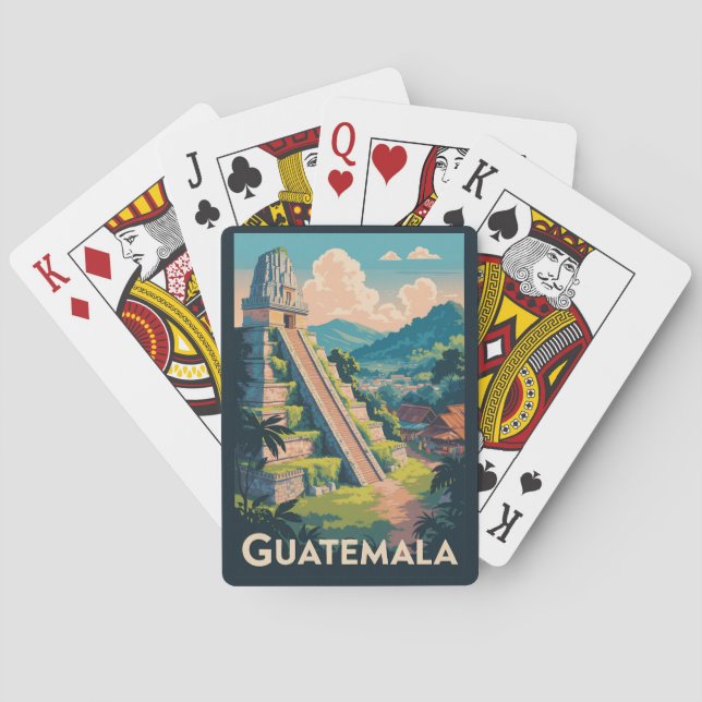 Guatemala Tikal Nationalpark Illustration Travel Spielkarten (Rückseite)