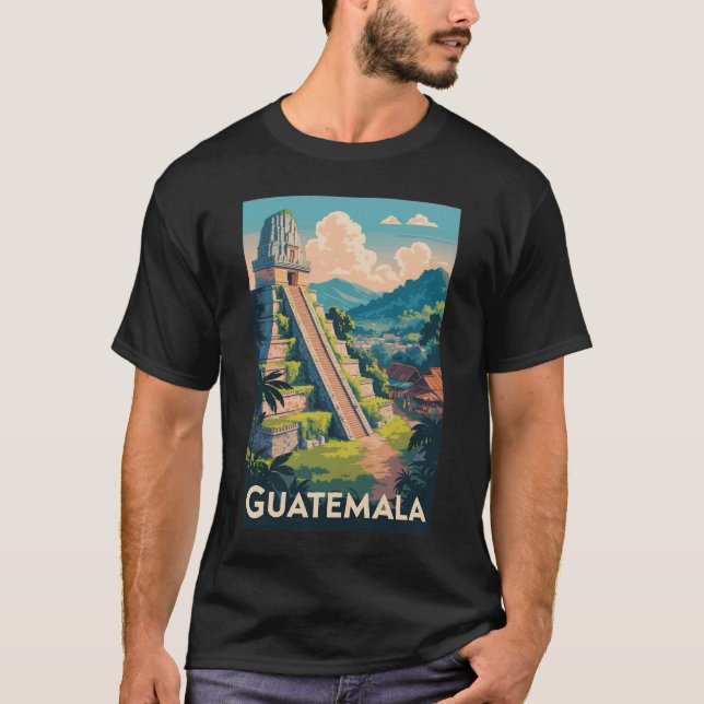 Guatemala Tikal Nationalpark Illustration Travel T-Shirt (Vorderseite)